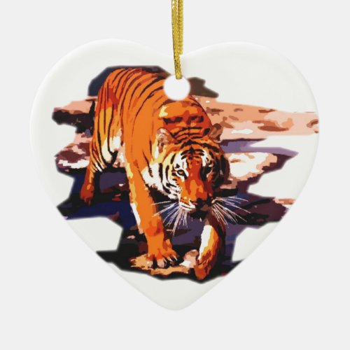 Tiger Walking Ceramic Ornament