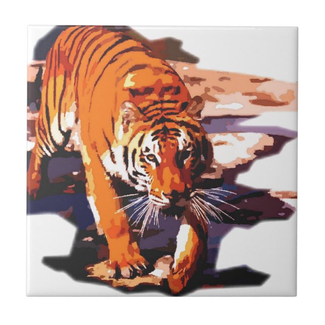 Tiger Walking Ceramic Tile (Front)