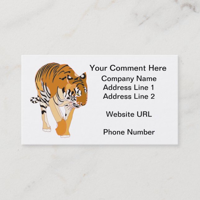Tiger Walking Customize Business Cards (Front)