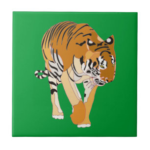 Tiger Walking Digital Painting Ceramic Tile