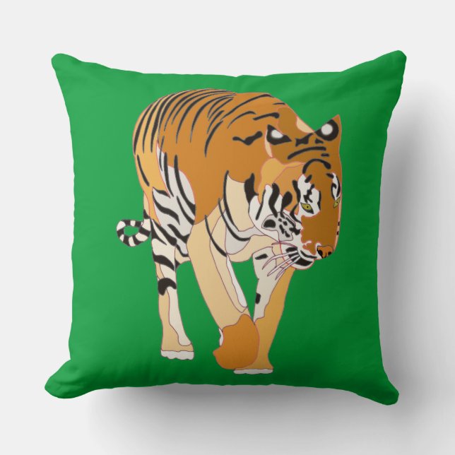 Tiger Walking Digital Painting Custom Pillows (Front)