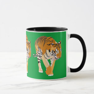 Tiger Walking Digital Painting Mugs Cups