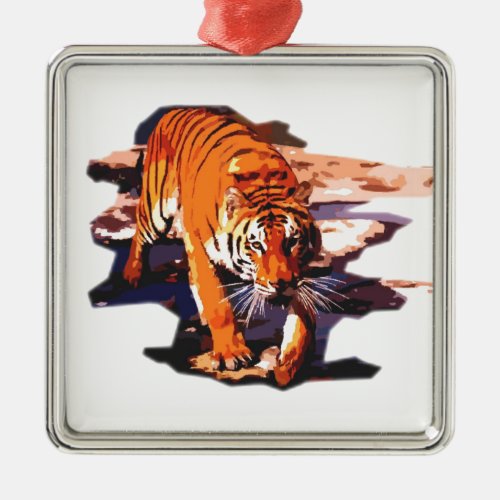 Tiger Walking Metal Ornament