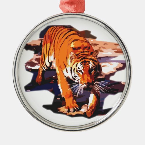 Tiger Walking Metal Ornament