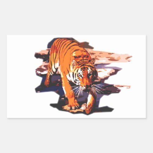 Tiger Walking Rectangular Sticker