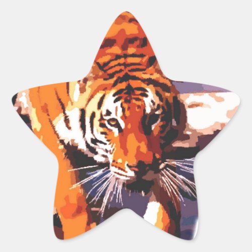 Tiger Walking Star Sticker