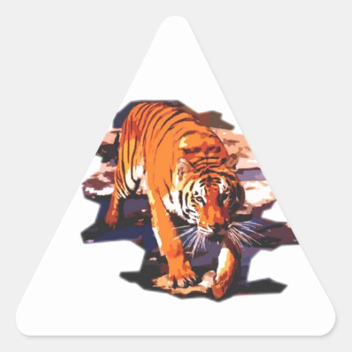 Tiger Walking Triangle Sticker