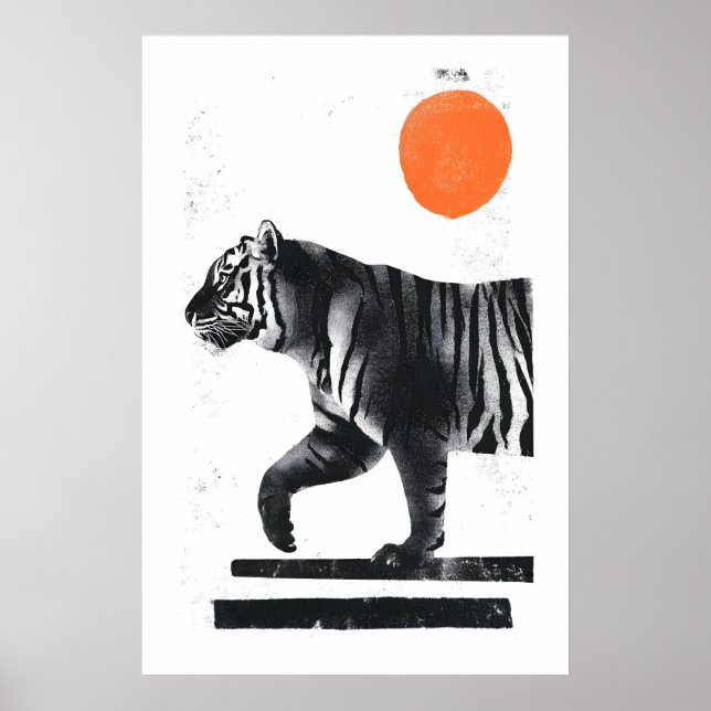 Tiger Wall Art Minimalist Ink Style - Modern (Front)