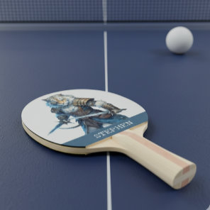 Tiger Warrior Knight Personalized Name Ping Pong Paddle