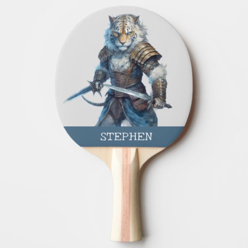 Tiger Warrior Knight Personalized Name Ping Pong Paddle