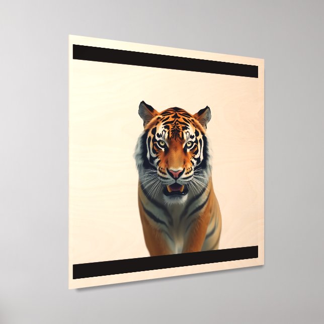 Tiger watching wood photo tile  (Angled)