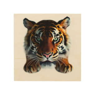 Tiger Watching Wood Wall Art