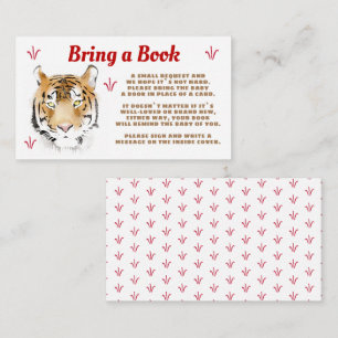 Tiger Watercolor Bring a Book Baby Shower Enclosure Card