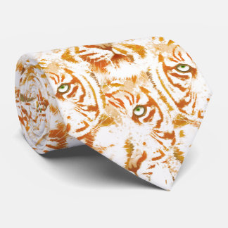 Tiger Watercolor Face Pattern Tie