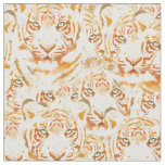 Tiger Watercolor Faces Pattern Fabric
