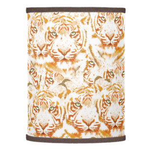 Tiger Watercolor Faces Pattern Lamp Shade