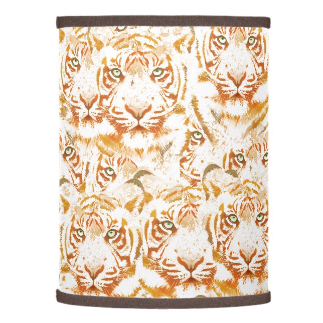 Tiger Watercolor Faces Pattern Lamp Shade (Left)