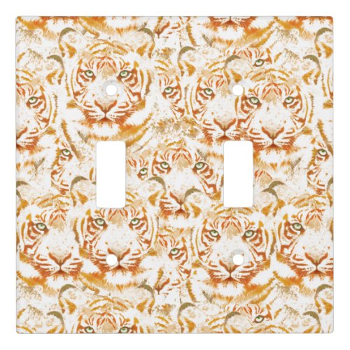 Tiger Watercolor Faces Pattern Light Switch Cover