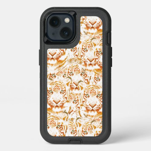 Tiger Watercolor Faces Pattern iPhone 13 Case