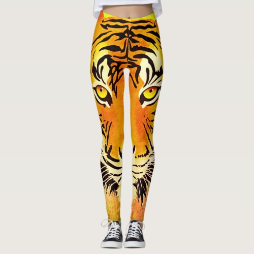 Tiger Watercolor Print Leggings