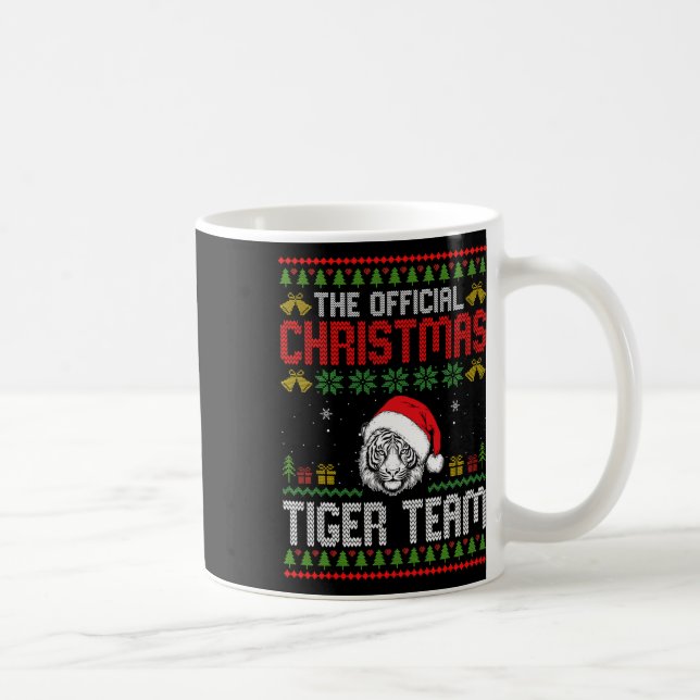 Tiger Wearing Santa Hat Xmas Lights Merry Christma Coffee Mug (Right)