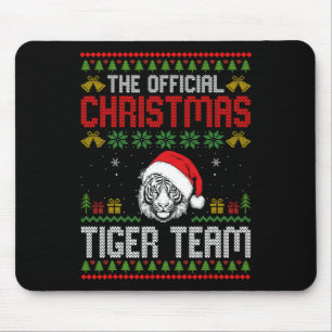 Tiger Wearing Santa Hat Xmas Lights Merry Christma Mouse Pad
