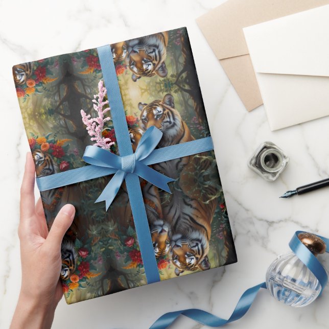 Tiger Wedding Couple Wildlife & Nature  Wrapping Paper (Gifting)