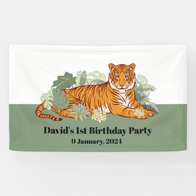 Tiger welcome banner, animal jungle banner (Horizontal)