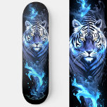 Tiger White & Blue Glowing Cool Style Skateboard<br><div class="desc">Roar into the spotlight with our Tiger White & Blue Glowing Style skateboard,  where fierce elegance meets electrifying design. 

Personalize the deck with your own text,  and let your ride shine bright. 

This is another 100% Snuggle Hamster Designs.</div>