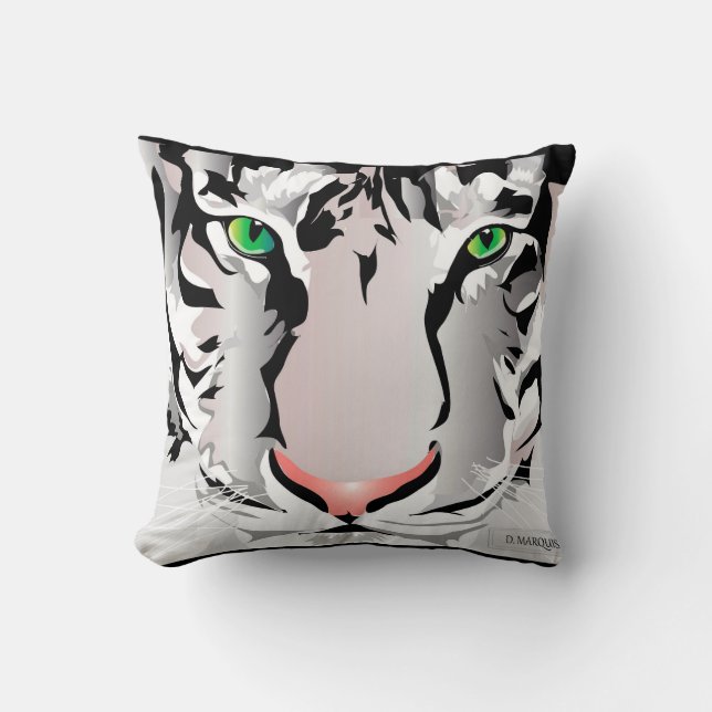 TIGER-WHITE/GREY THROW PILLOW- PILLOW (Front)