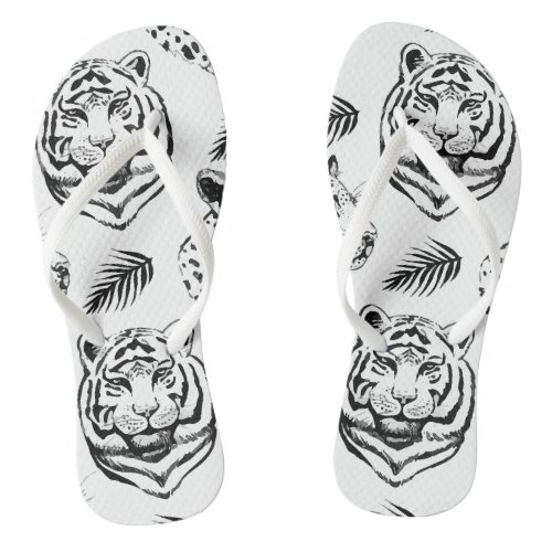 Tiger White Pattern Light Flip Flops