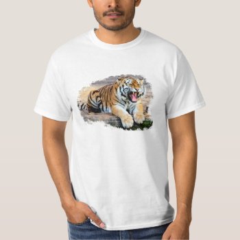 Tiger White Tee-shirt T-shirt by alise_art at Zazzle
