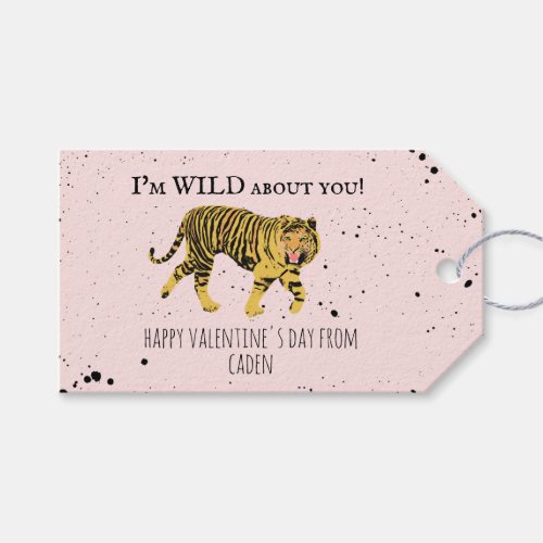 Tiger Wild About You Valentine Kids Classroom Gift Tags