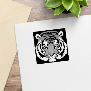 Tiger, Wild Cat on Black 1x1 Rubber Stamp