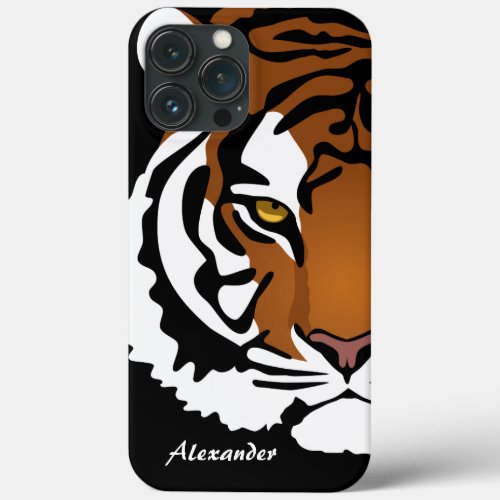 Tiger Wild Cat on Black iPhone 13 Pro Max Case