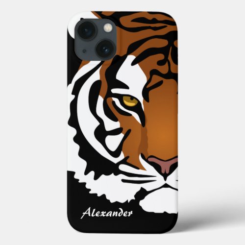Tiger Wild Cat on Black iPhone 13 Case