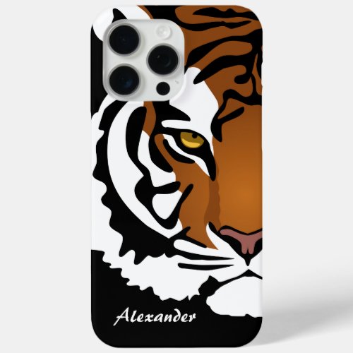 Tiger Wild Cat on Black iPhone 15 Pro Max Case