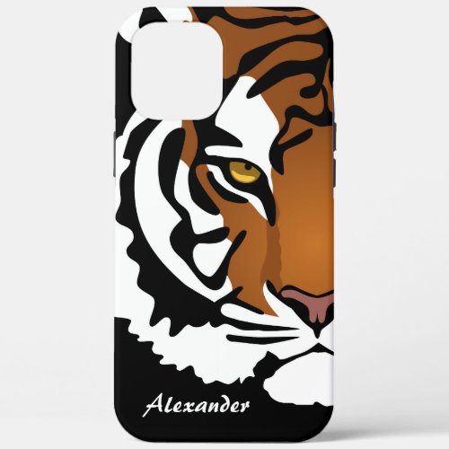 Tiger Wild Cat on Black iPhone 12 Pro Max Case