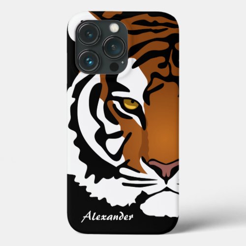 Tiger Wild Cat on Black iPhone 13 Pro Case