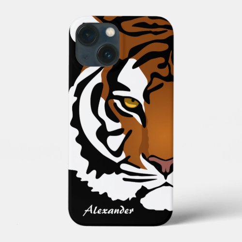 Tiger Wild Cat on Black iPhone 13 Mini Case