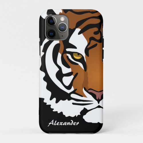 Tiger Wild Cat on Black iPhone 11 Pro Case