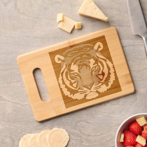 Tiger Wild Cat on Black Cutting Board