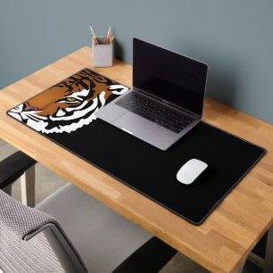 Tiger, Wild Cat on Black Desk Mat