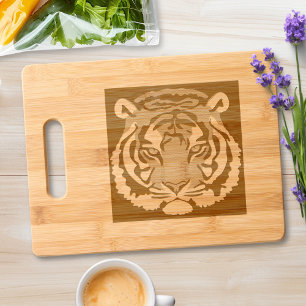 Tiger, Wild Cat on Black Engraved Cutting Board