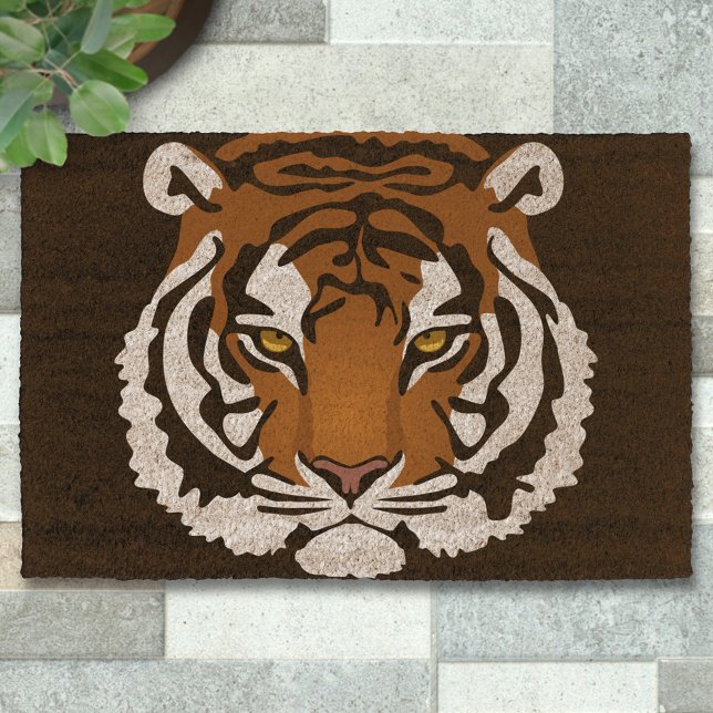 Tiger, Wild Cat on Black Fiber Doormat (Creator Uploaded)