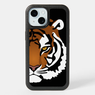 Tiger, Wild Cat on Black iPhone 15 Case