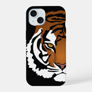 Tiger, Wild Cat on Black iPhone 15 Case