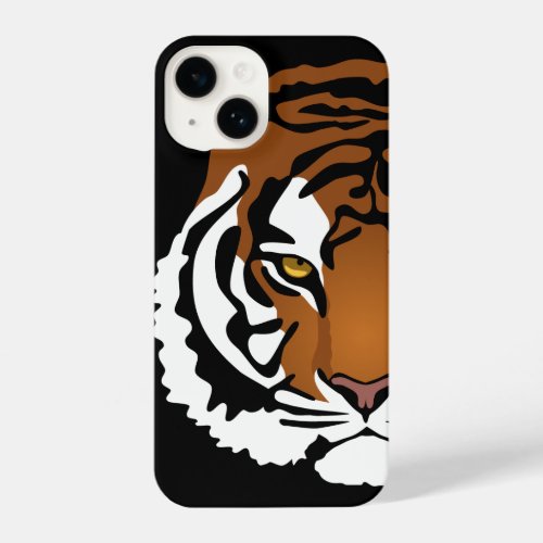 Tiger Wild Cat on Black iPhone 14 Case