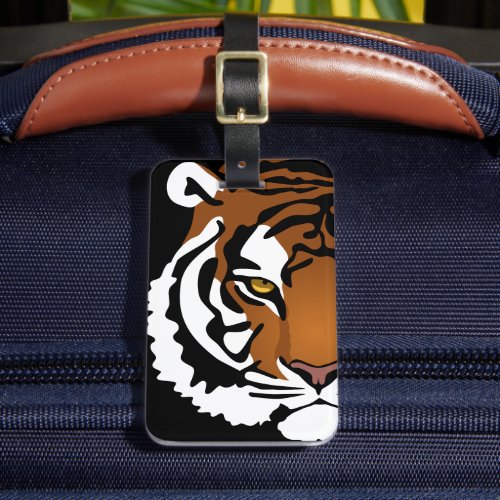 Tiger Wild Cat on Black Luggage Tag