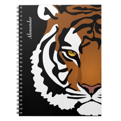 Tiger Wild Cat on Black Notebook